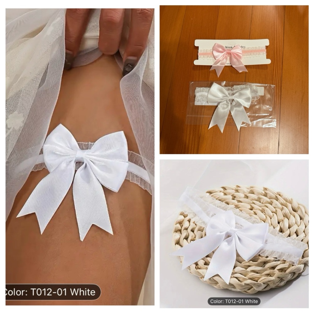 NWOT Bow Leg Garter bundle 2 PCS White+Pink Size OS